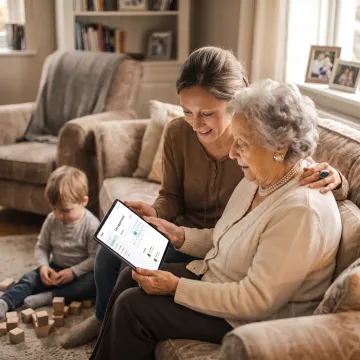 Family reviewing care options together