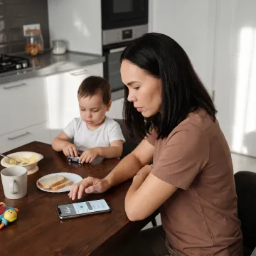 Parent scheduling family care on a phone