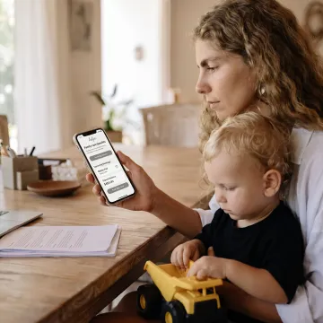 Employee reviewing family care benefits on a mobile app