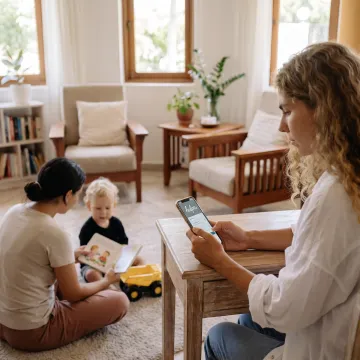 Working parent using a care benefits app