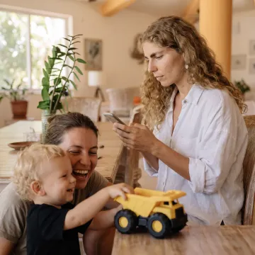 Working parent supported by family care services
