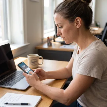 Employee reviewing family care benefits on a phone