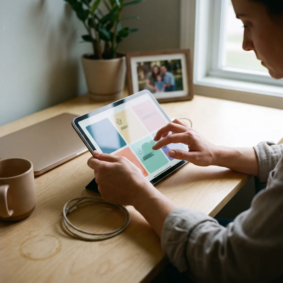 Employee reviewing flexible family care options