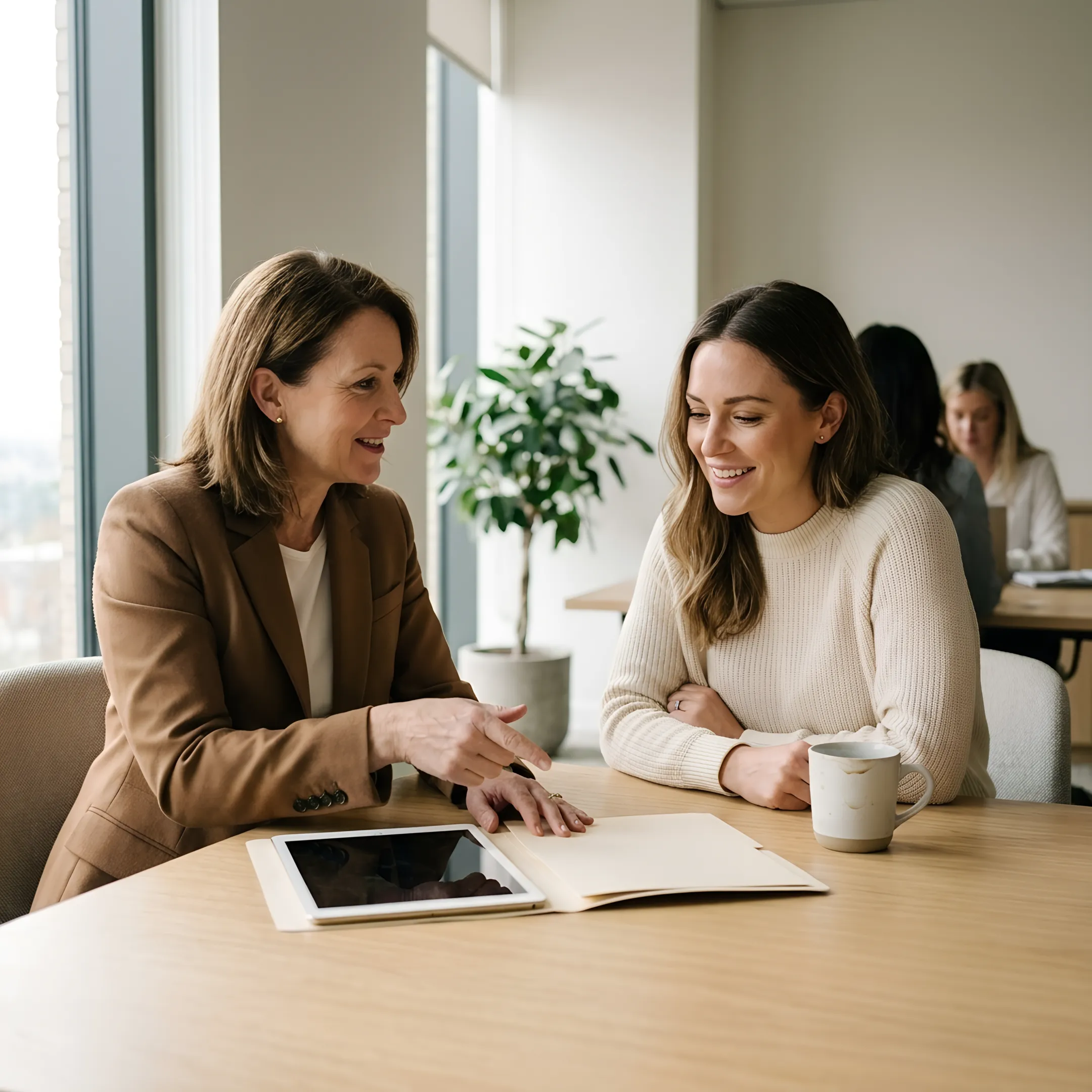 HR leader discussing maternity concierge and employee family care benefits