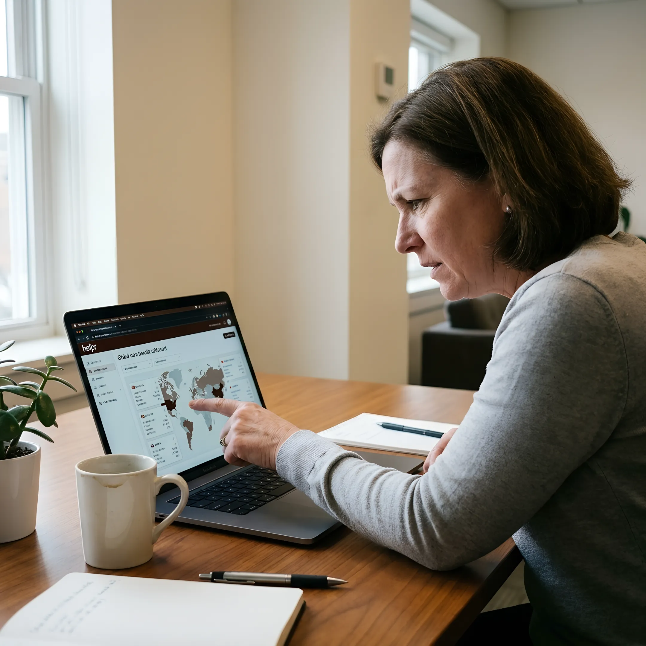 Benefits Leader reviewing global care benefit utilization by country