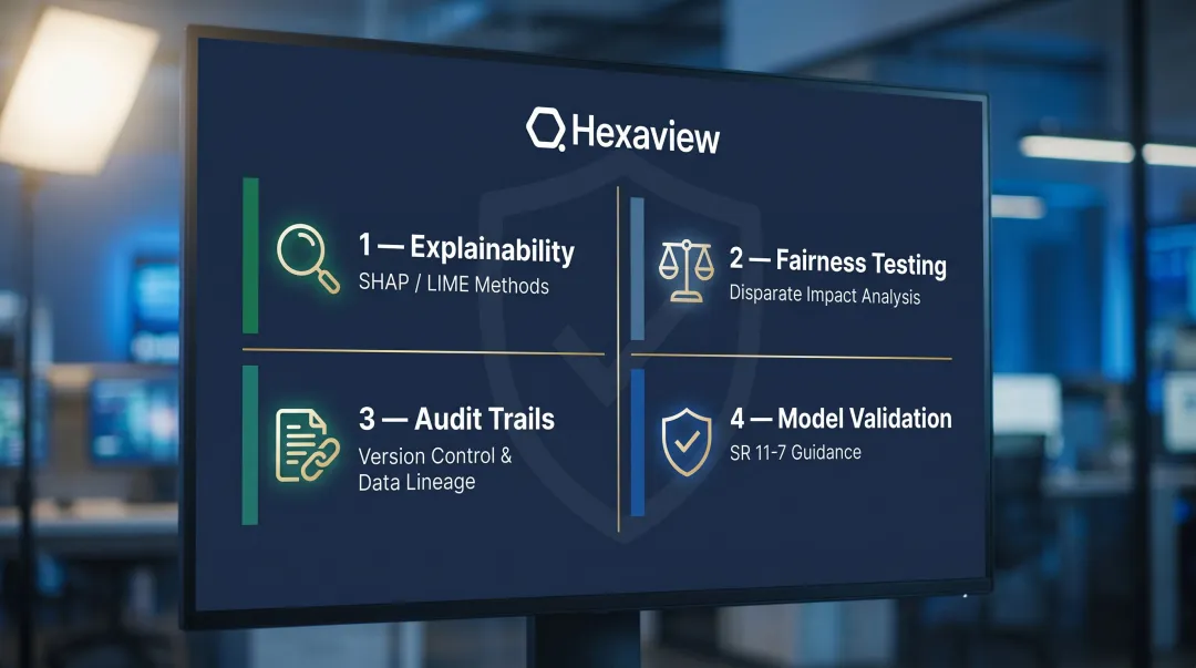 Four financial AI compliance checkpoints explainability fairness audit trails model validation