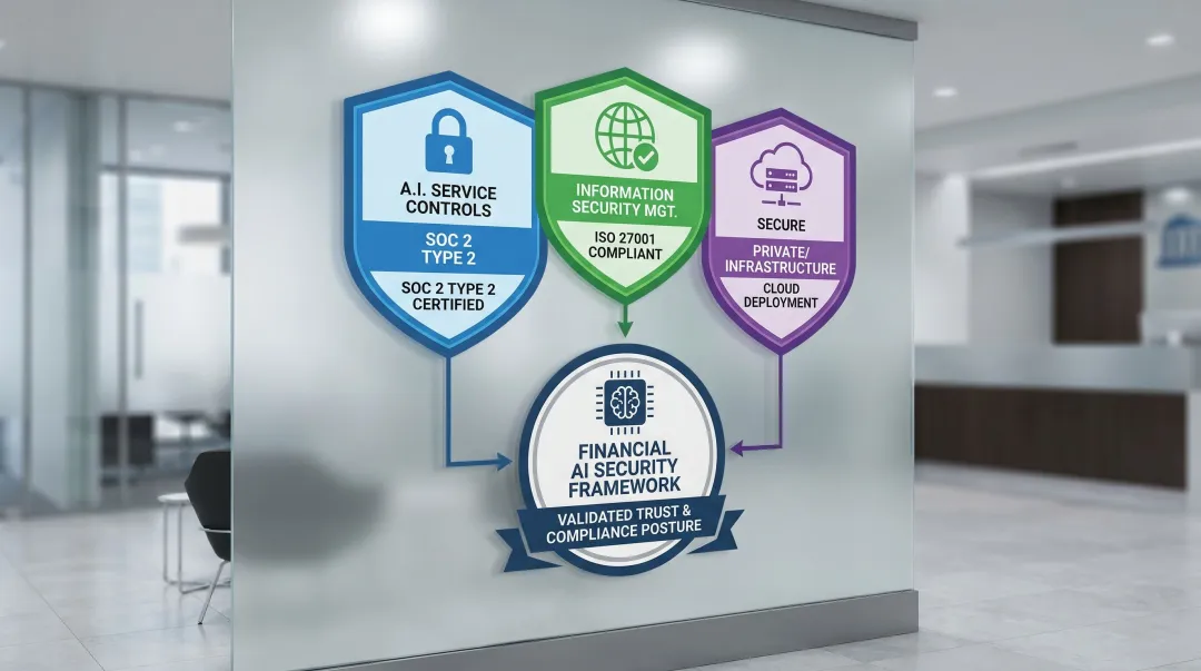 SOC 2 Type 2 ISO 27001 certified financial AI security compliance framework overview