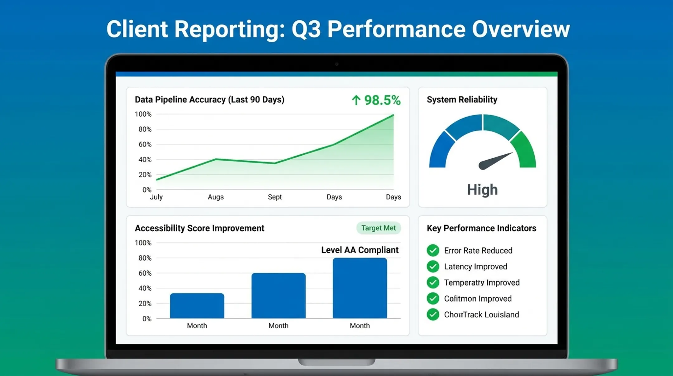 Hexaview data science dashboard showing improved analytics accuracy metrics