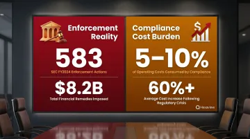 SEC enforcement actions and hedge fund compliance cost burden statistics infographic