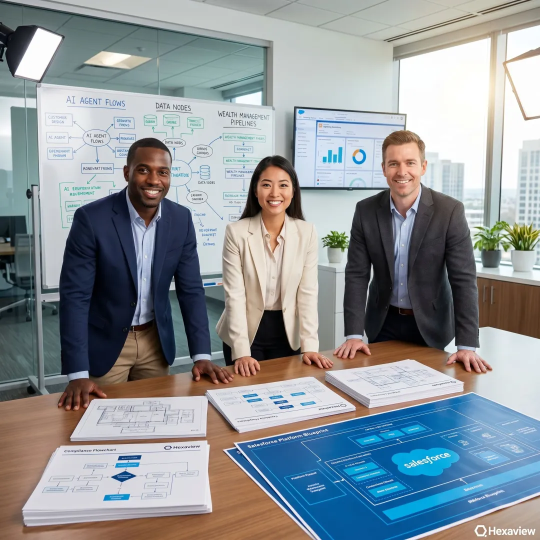 Financial technology team planning Salesforce AI implementation
