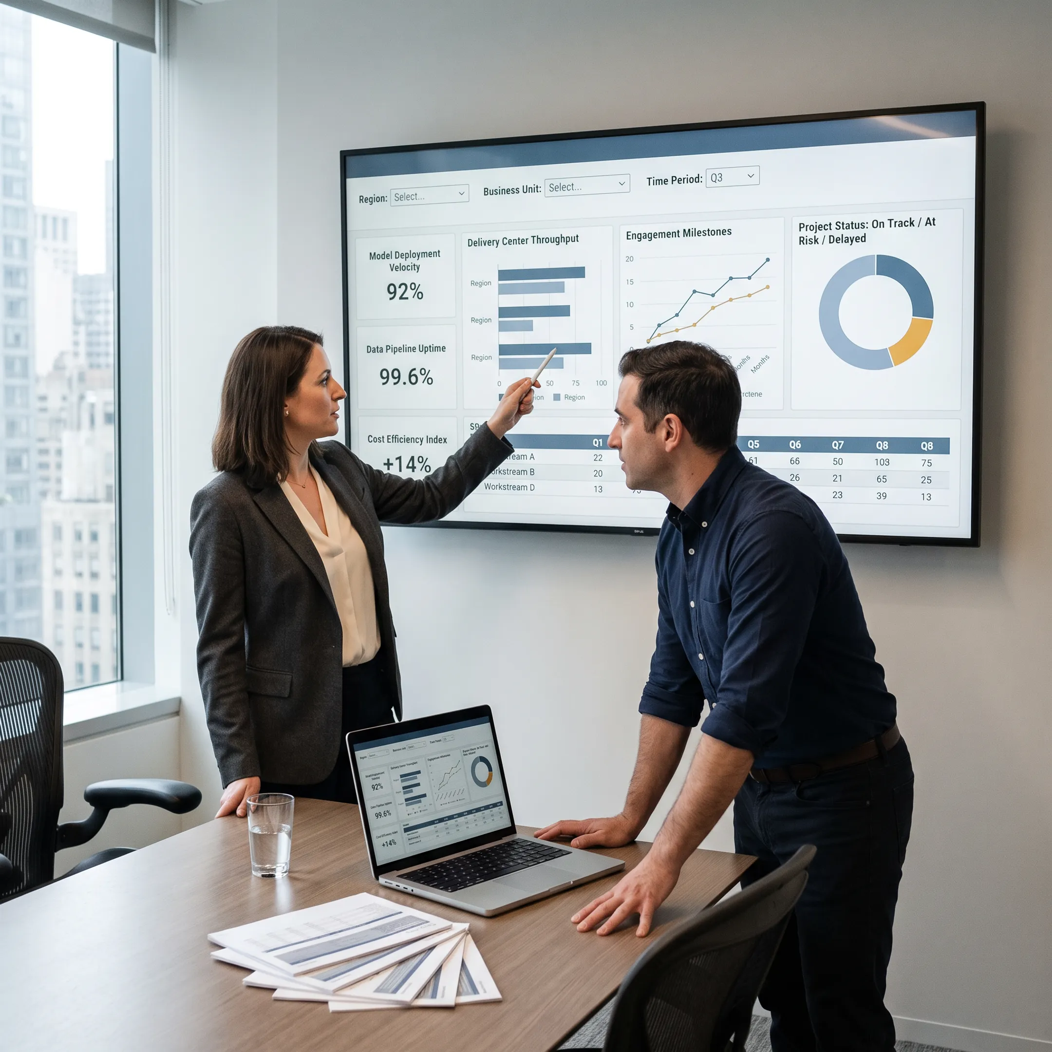 Power BI analytics dashboard displayed for business decision-making