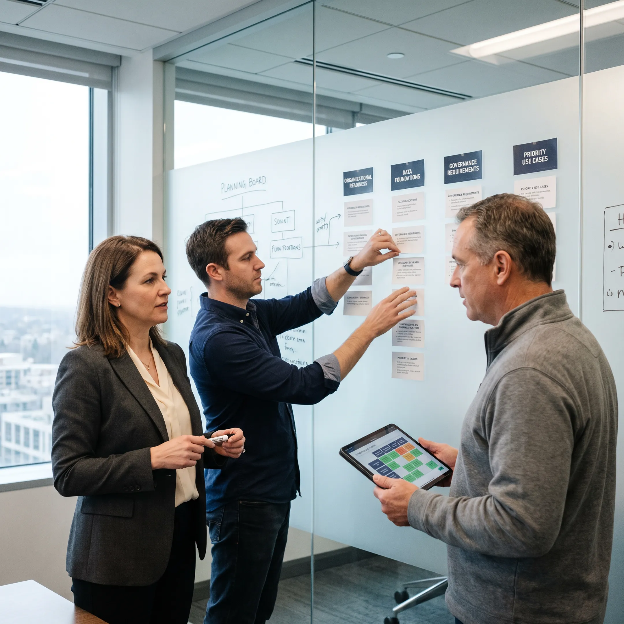 AI strategy team mapping enterprise readiness and transformation priorities