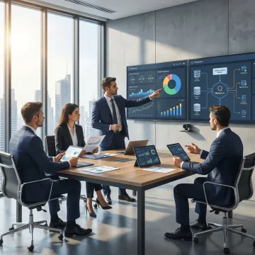 Wealth platform integration team reviewing financial systems