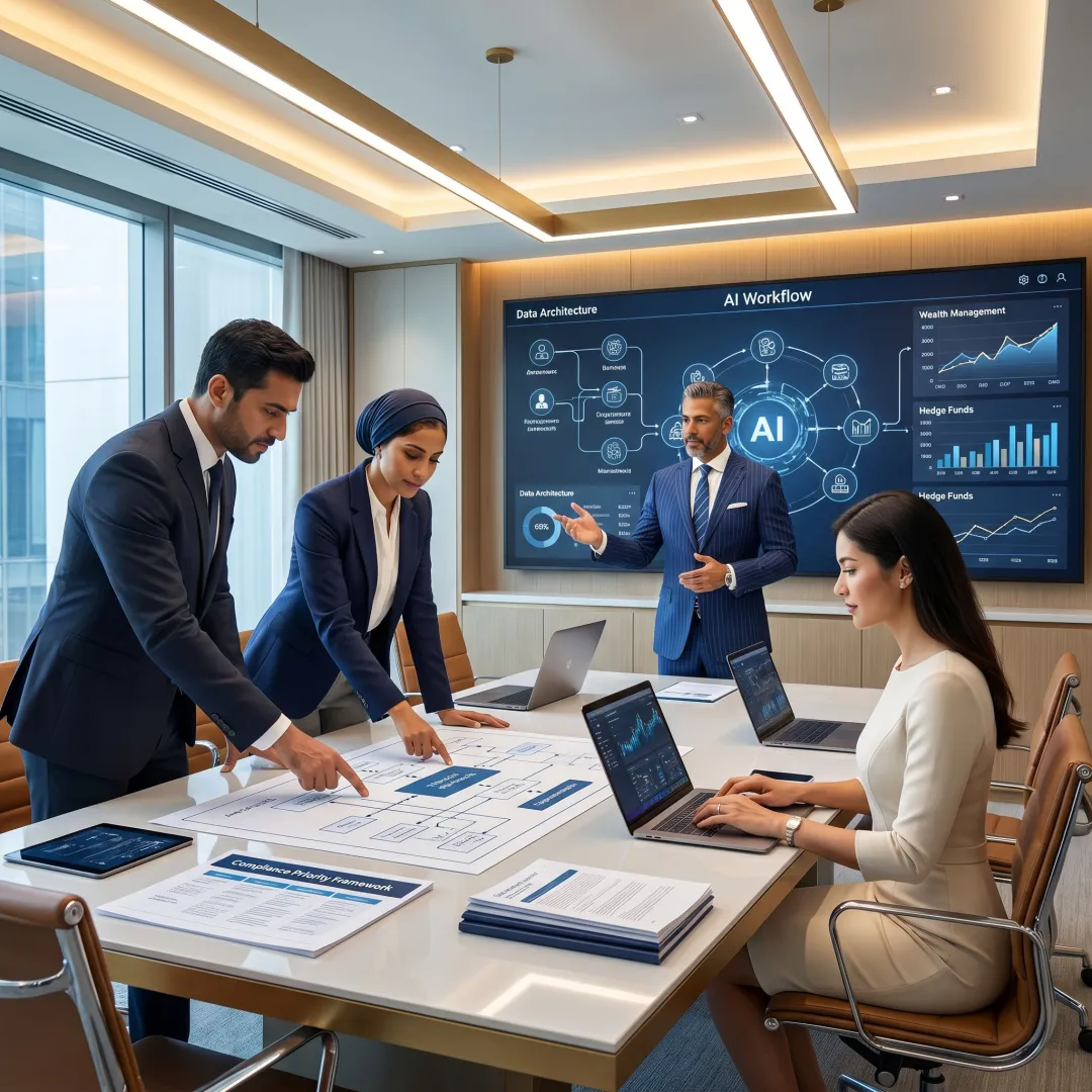 Consultants planning AI strategy for investment firms