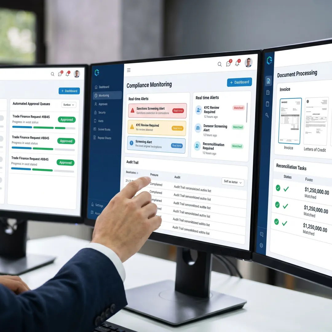 Trade finance automation workflow interface