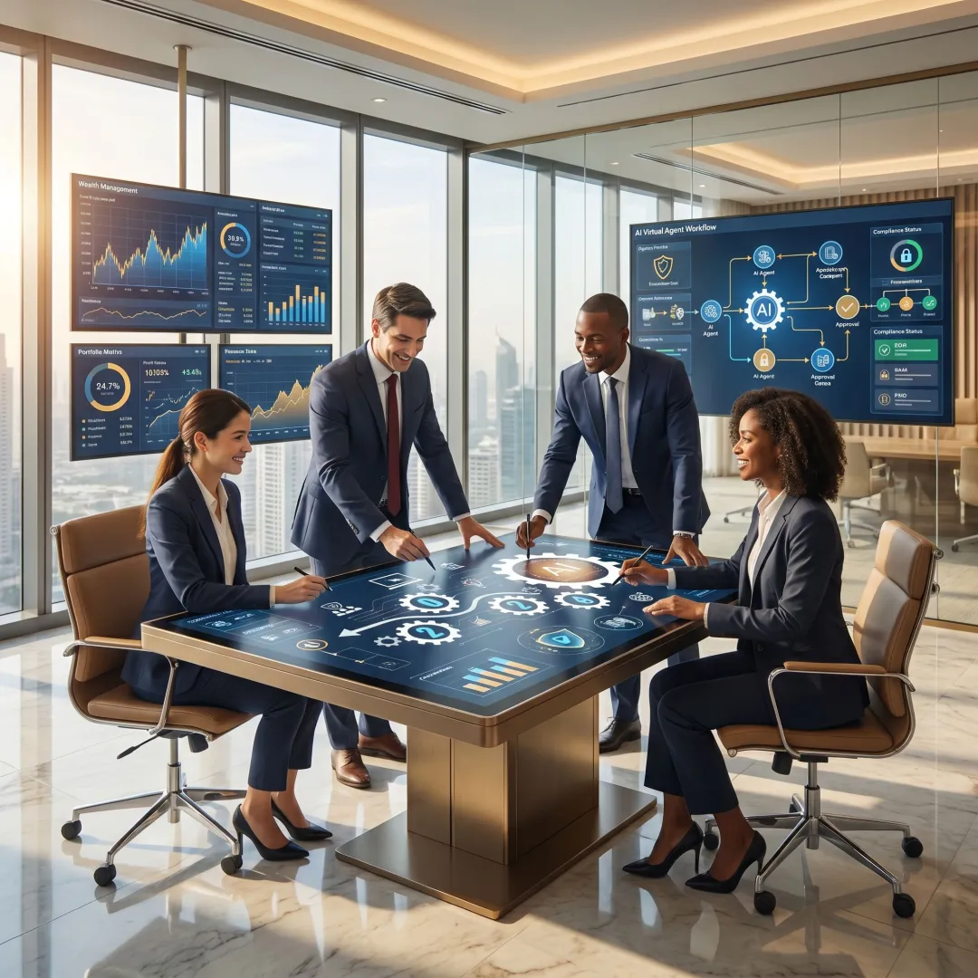 Consultants planning AI automation for fintech operations