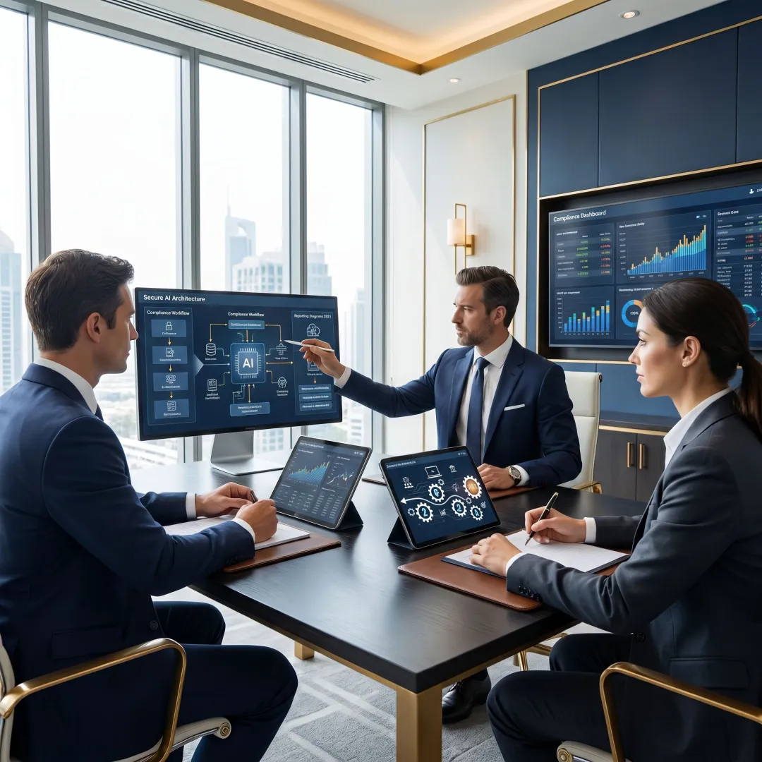 Team planning secure AI compliance solutions
