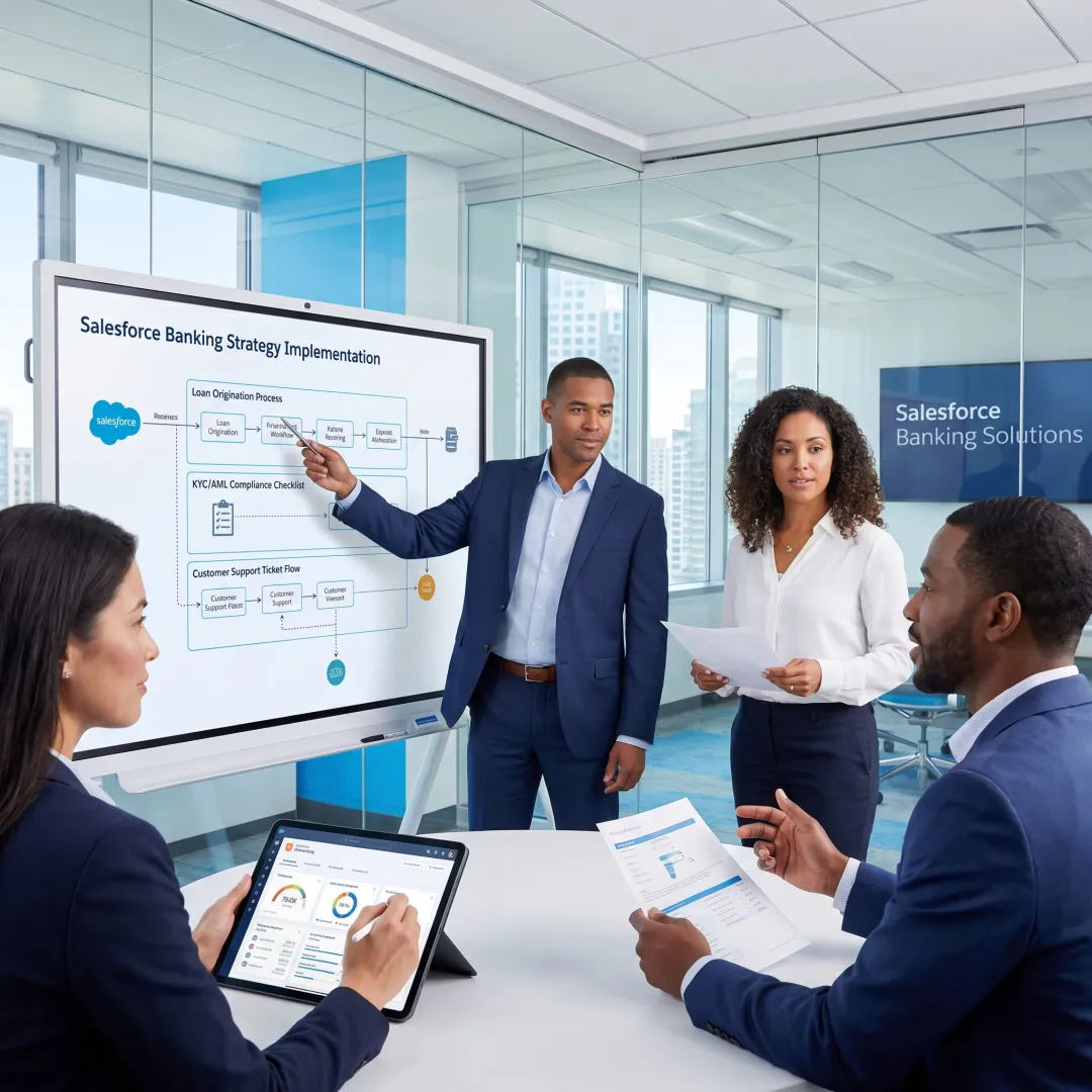 Consultants planning Salesforce financial services implementation