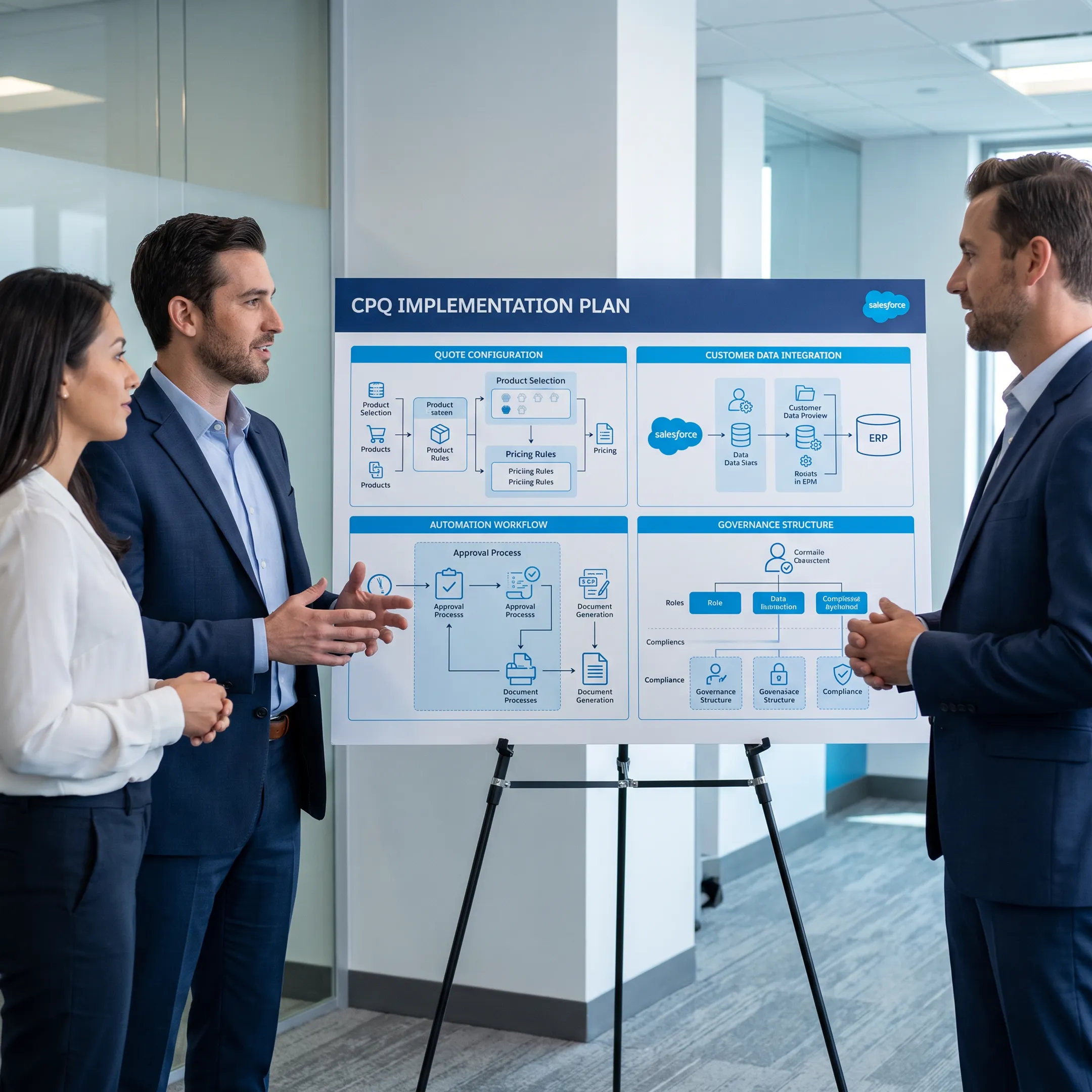 Salesforce consultant presenting a CPQ implementation plan