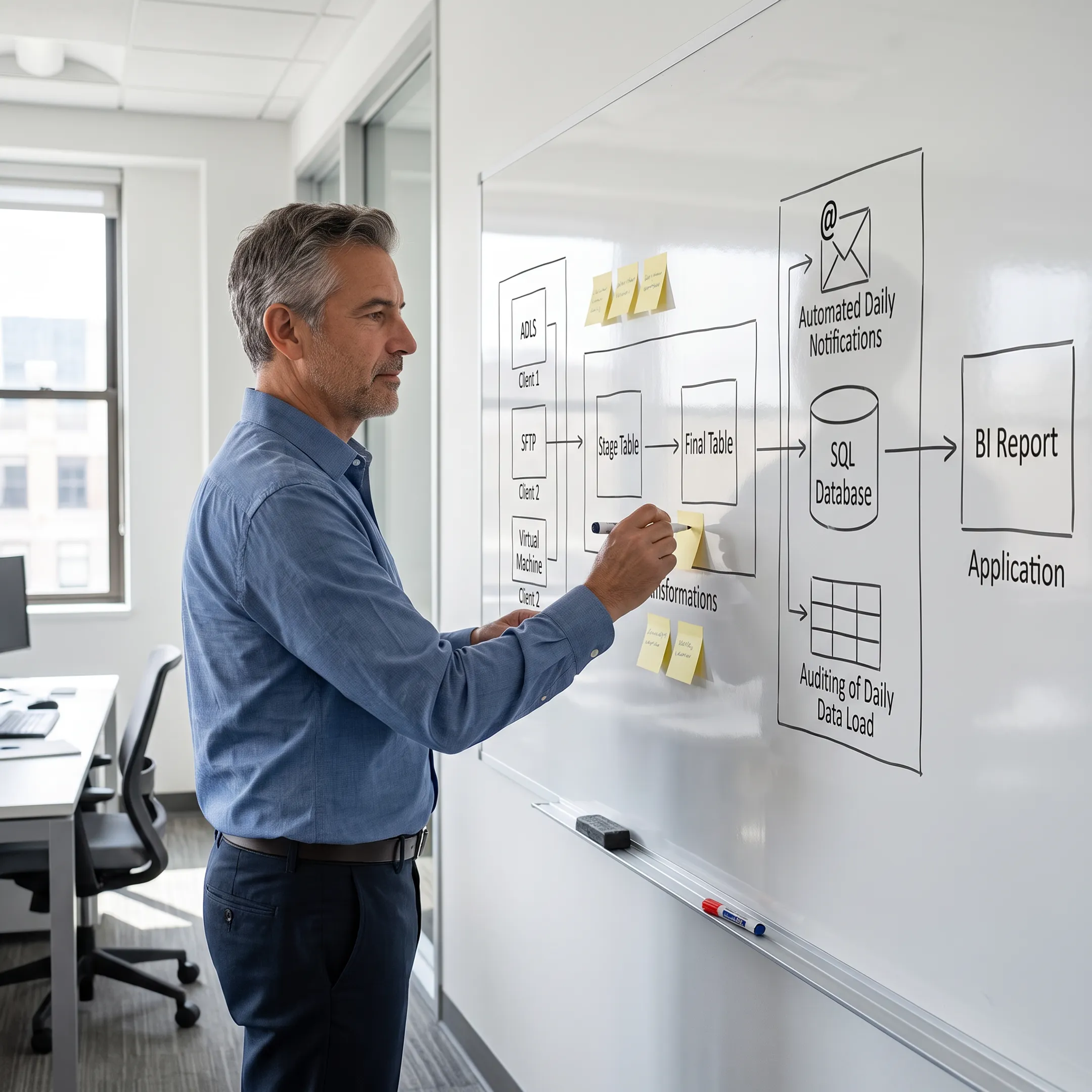 Consultant mapping ETL data migration workflows