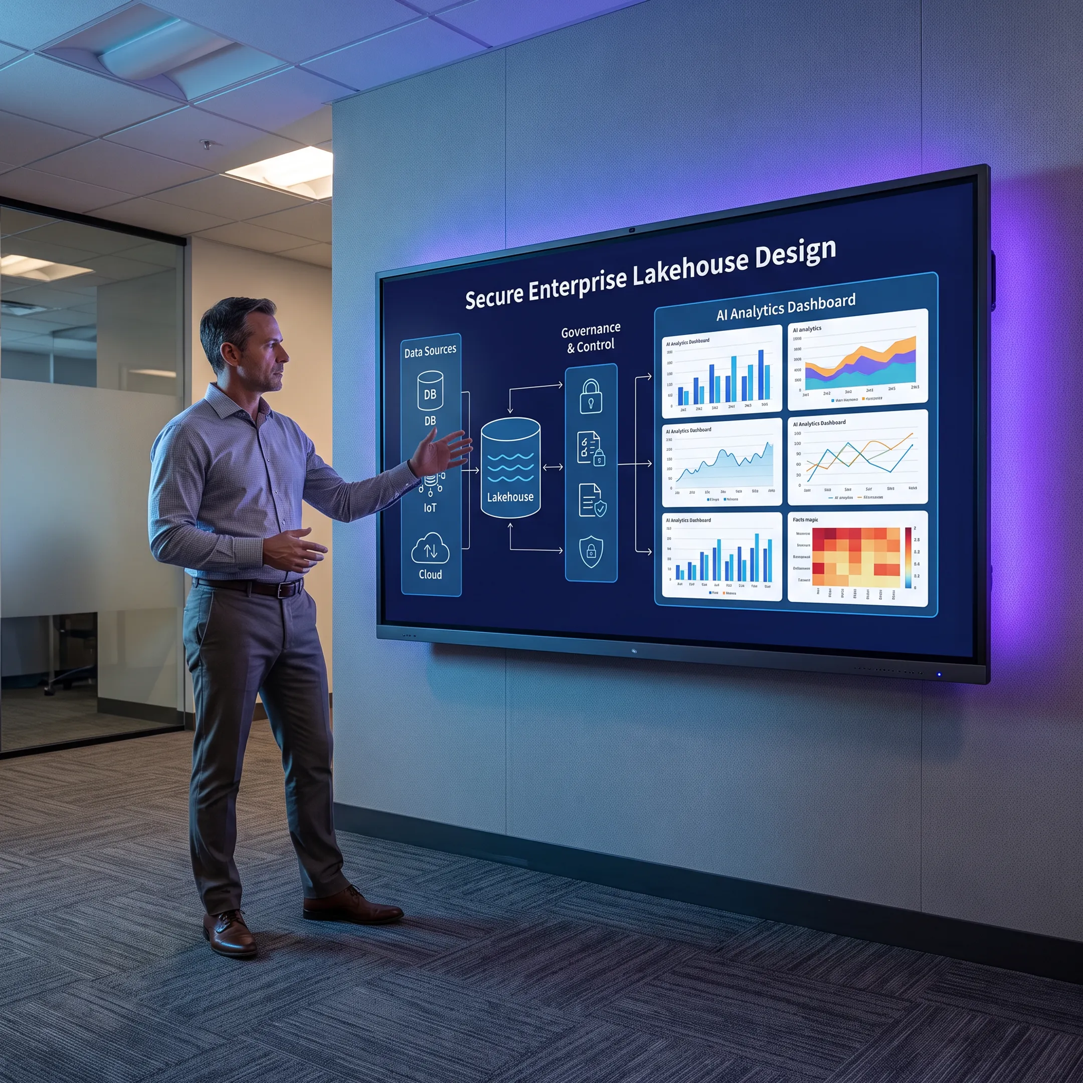 Architect presenting a governed data platform design