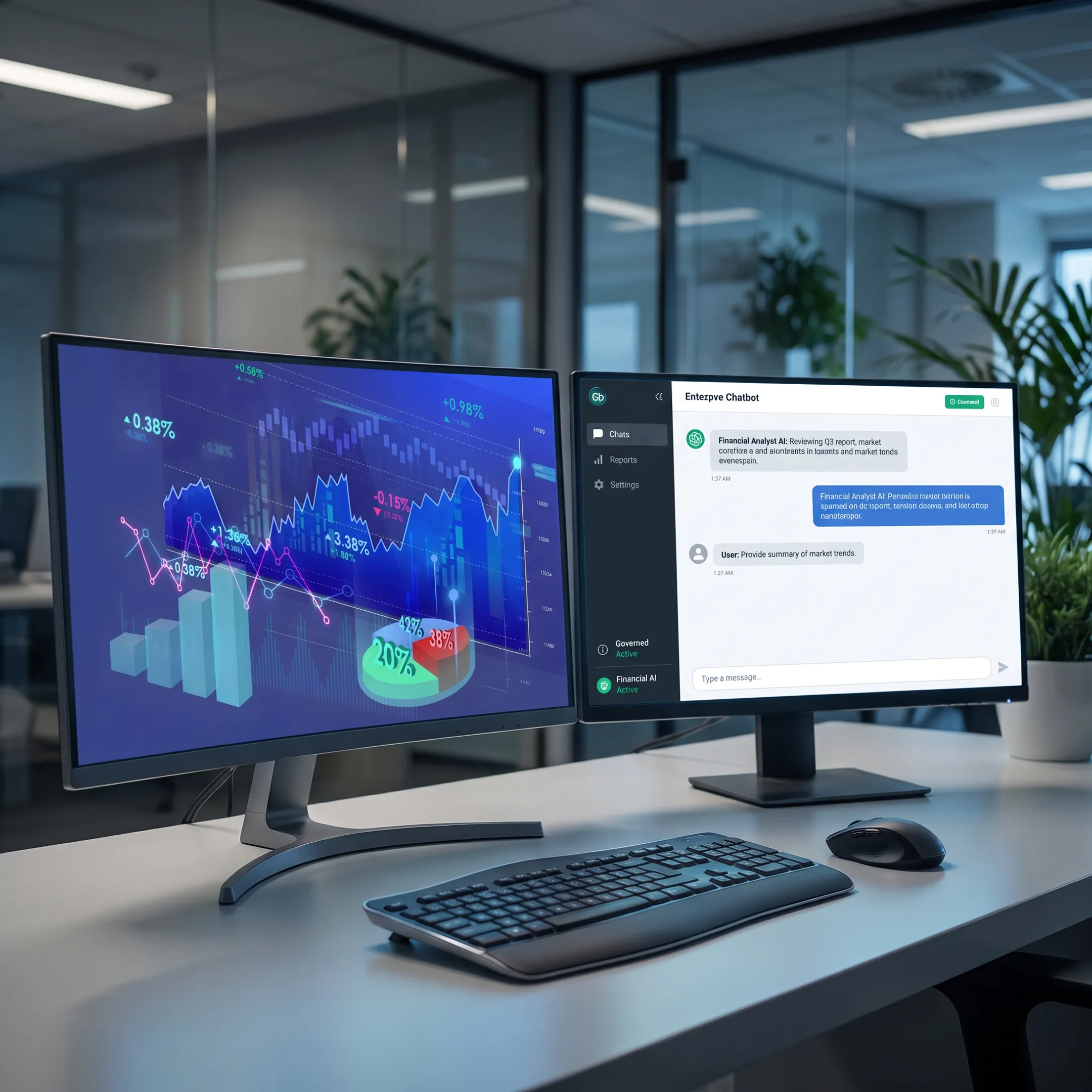 Enterprise AI chatbot interface supporting customer service