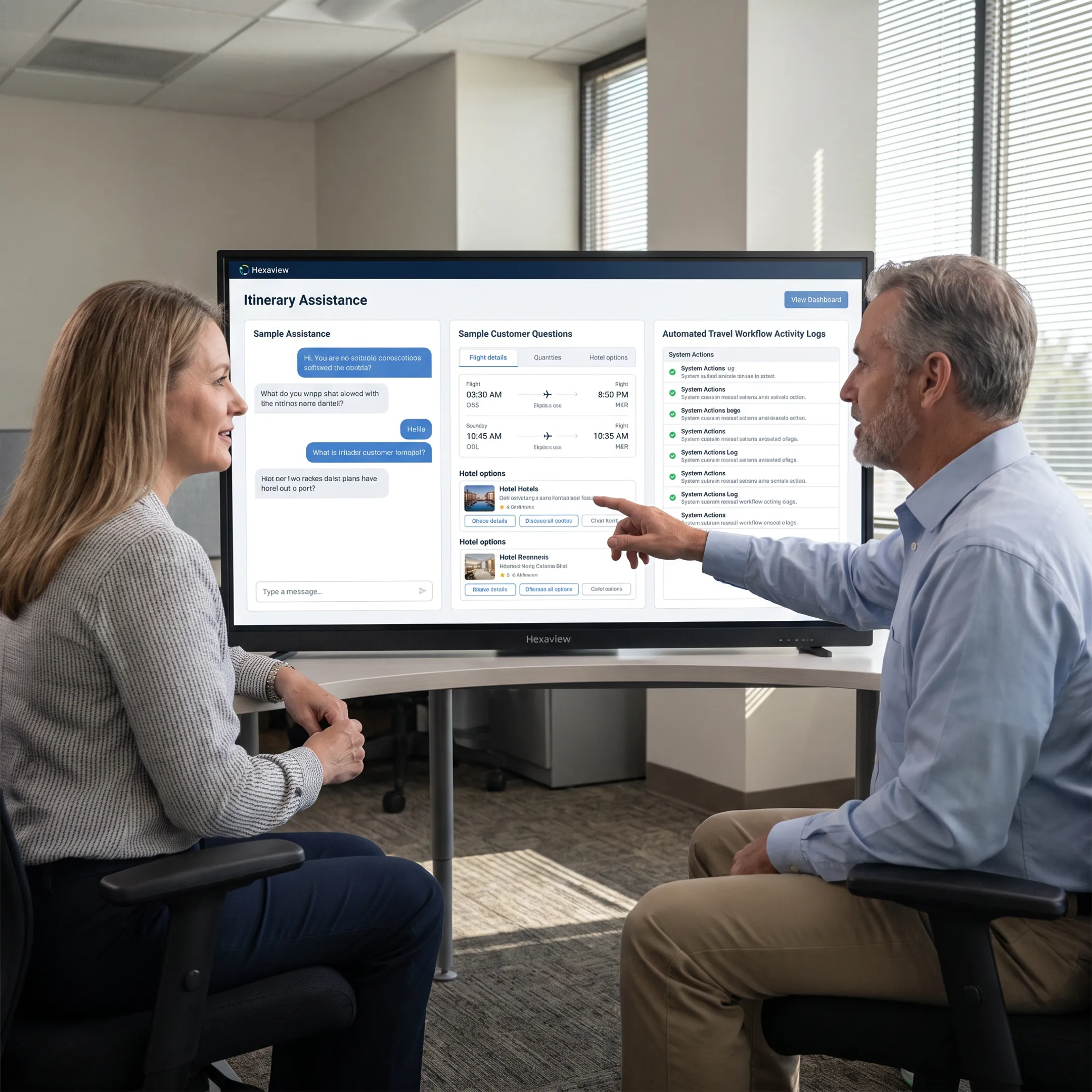 Travel team reviewing an AI chatbot experience