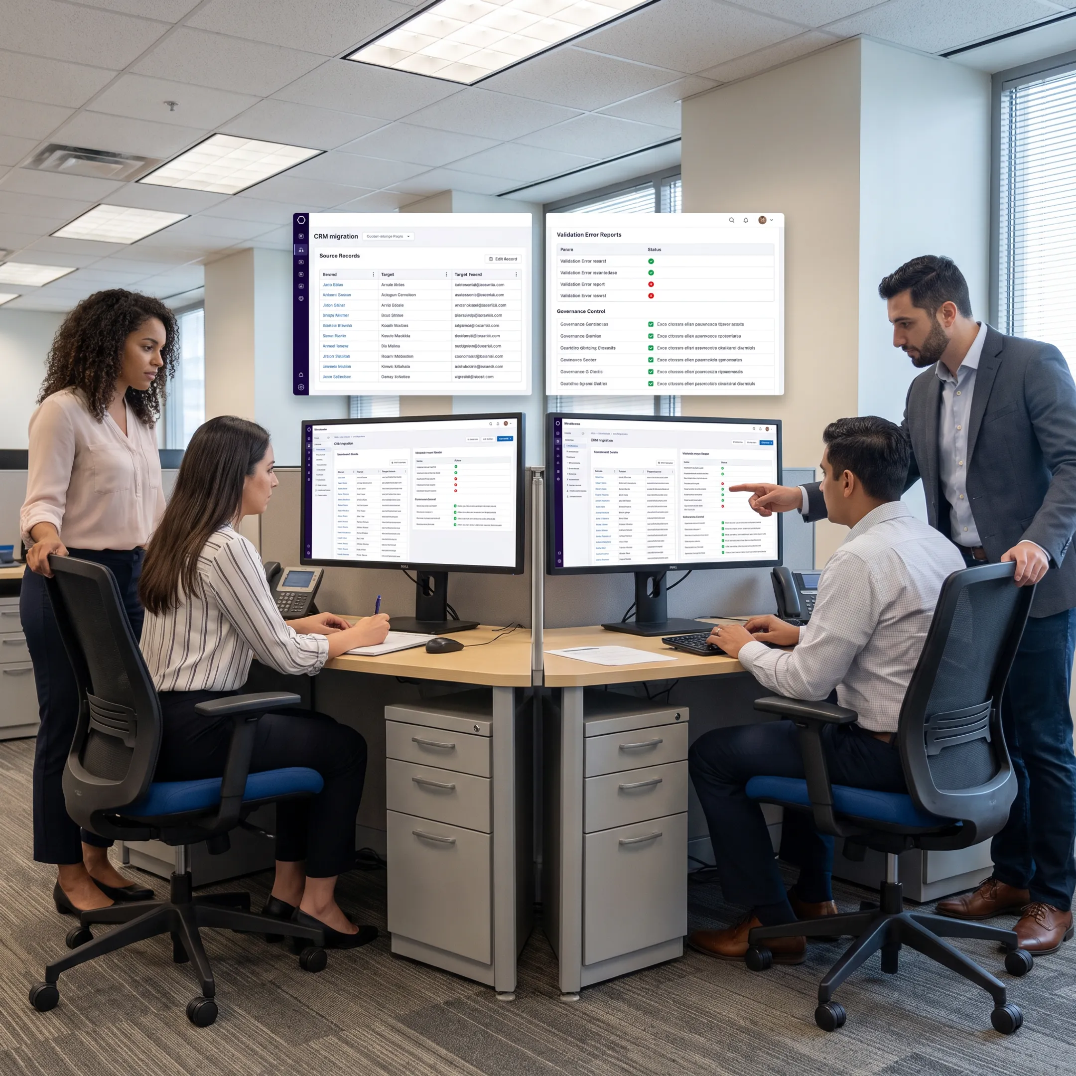 Data specialists validating CRM migration results