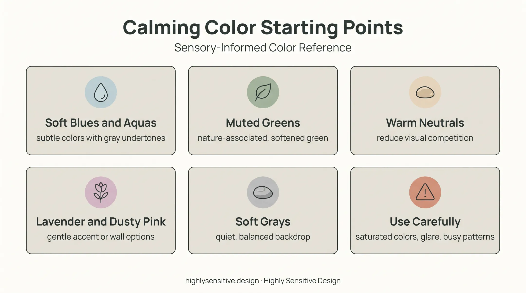 Autism calming color families and visual competition guidance