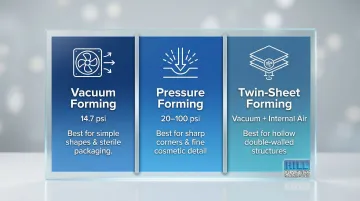 Three medical thermoforming process variants vacuum pressure and twin-sheet comparison