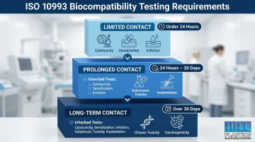 ISO 10993 biocompatibility testing requirements by device contact duration tiers