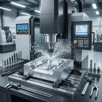 Custom aluminum mold being machined on CNC equipment