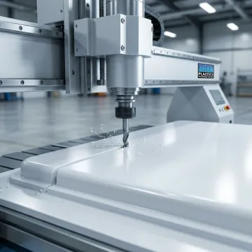 Custom industrial air compressor enclosure panels being fabricated on CNC trimming equipment