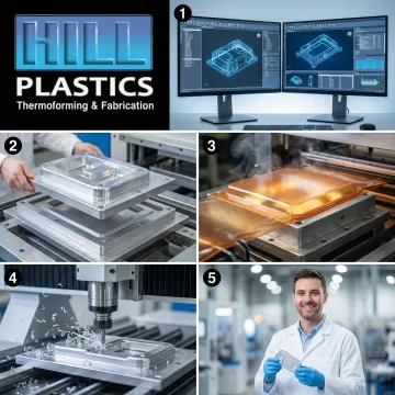Step-by-step thermoforming manufacturing process from design to finished plastic part