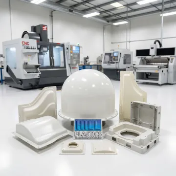 Precision aerospace plastic components manufactured at Hill Plastics facility