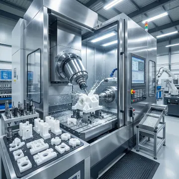 Advanced CNC router equipment performing precision plastic fabrication