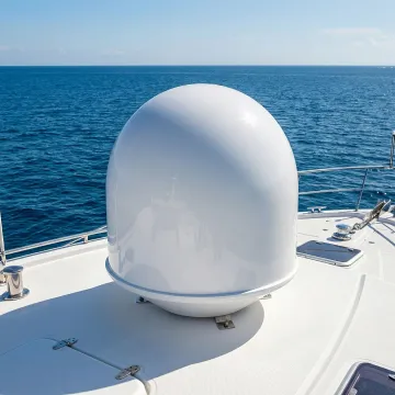 Custom thermoformed radar dome cover protecting marine navigation system