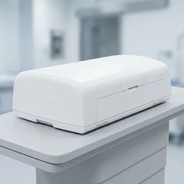 Custom white plastic medical device enclosure with precision molded details