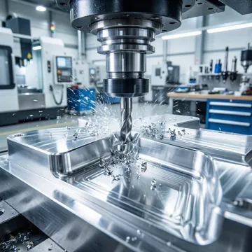 Precision CNC milling machine creating custom aluminum production mold for industrial manufacturing