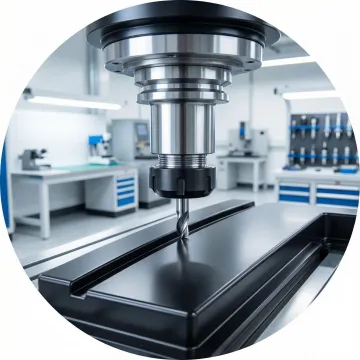 Custom ABS plastic components being precision CNC trimmed in modern fabrication facility