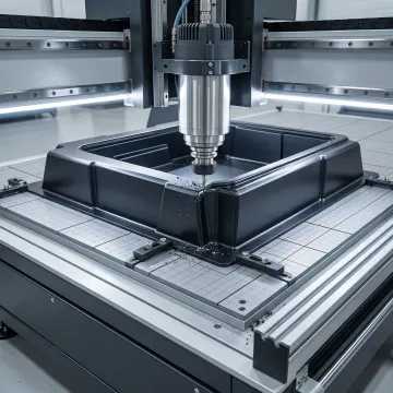 CNC trimming center precision cutting thermoformed plastic part to specifications