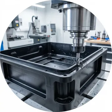 CNC machining center fabricating custom plastic equipment enclosure