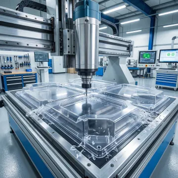 Advanced CNC plastic fabrication equipment producing precision custom parts in modern manufacturing facility