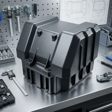 Custom thermoformed plastic battery enclosure manufactured at Hill Plastics facility