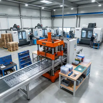 Thermoforming production line manufacturing custom plastic battery enclosures at Hill Plastics