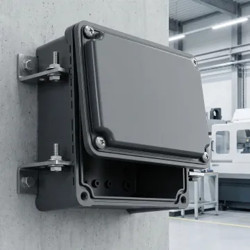 Heavy duty plastic wall mount enclosure manufactured by Hill Plastics