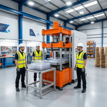 Custom plastic enclosures being manufactured in a large thermoforming facility