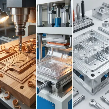 Step-by-step plastic tooling process from CNC pattern milling to aluminum mold production in a manufacturing facility