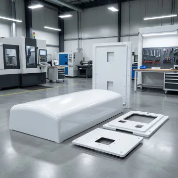 Custom thermoformed plastic kiosk enclosure manufactured by Hill Plastics