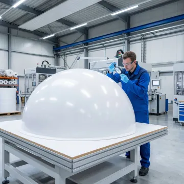 Custom plastic radome thermoforming process at Hill Plastics manufacturing facility